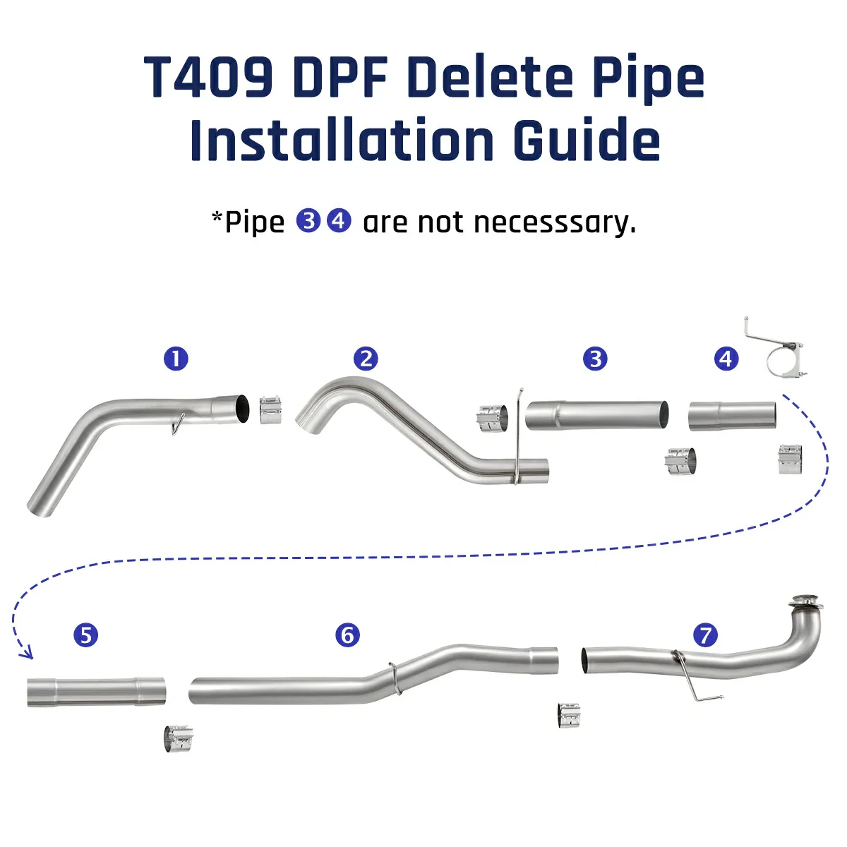 4‘’ Downpipe-Back DPF Delete Kit for 2015.5-2016 Chevy GMC LML 6.6 Duramax - Image 3