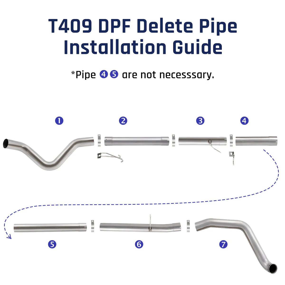 4‘’ Turbo-Back Exhaust System No Muffler for 1999.5-2003 Ford F-250 F-350 7.3L Powerstroke - Image 4
