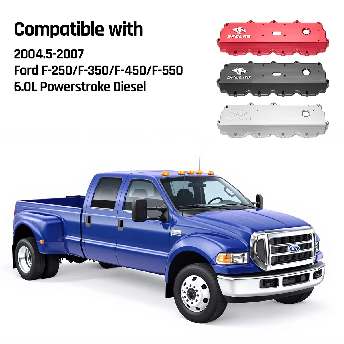 Billet Aluminum Valve Cover for 2004.5-2007 Ford F250 F350 F450 F550 6.0L Powerstroke | SPELAB - Image 5
