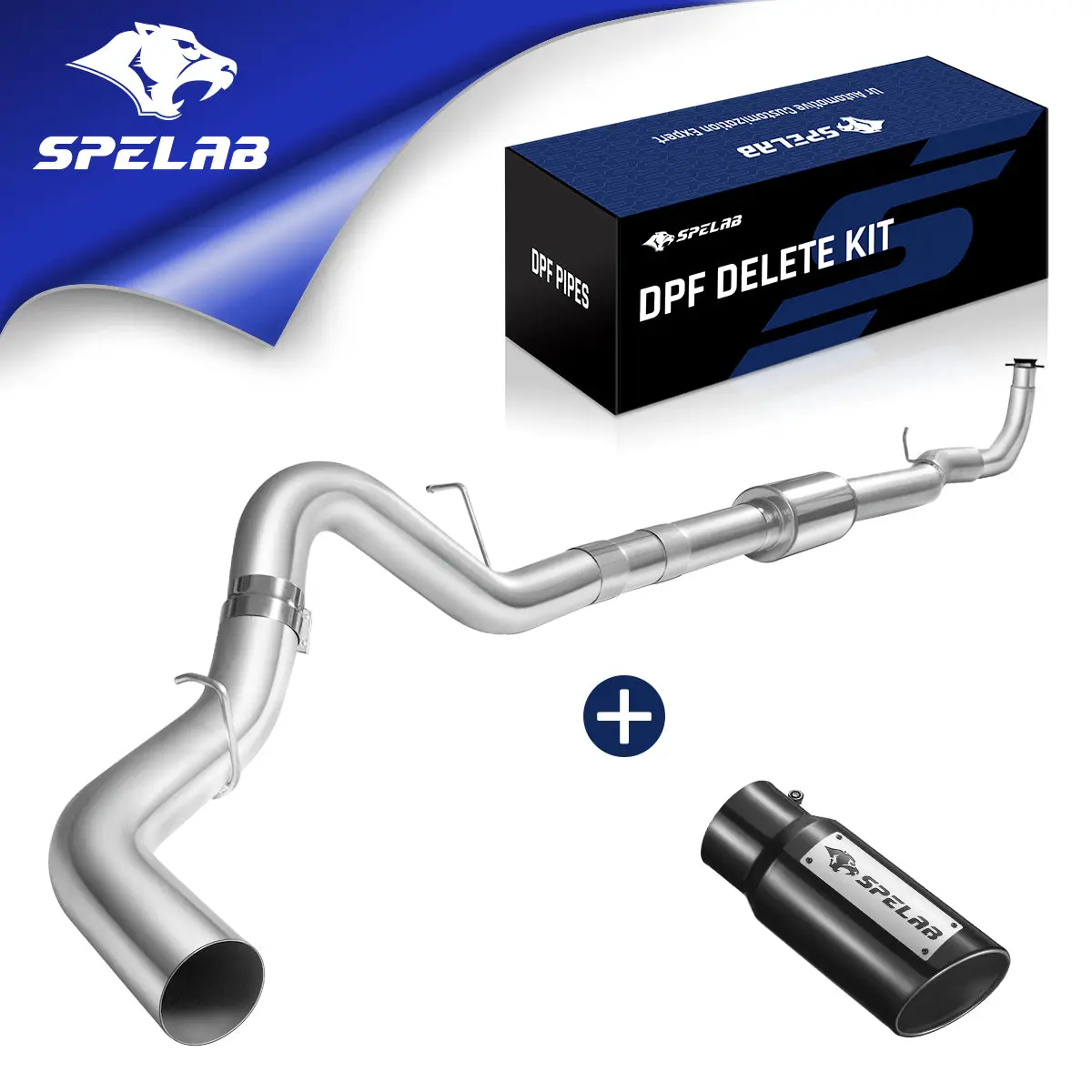 SPELAB 4"/5" Downpipe-Back 2011-2015 LML 6.6 Duramax DPF Delete Race Pipe（Free Exhaust Tips） - Image 7