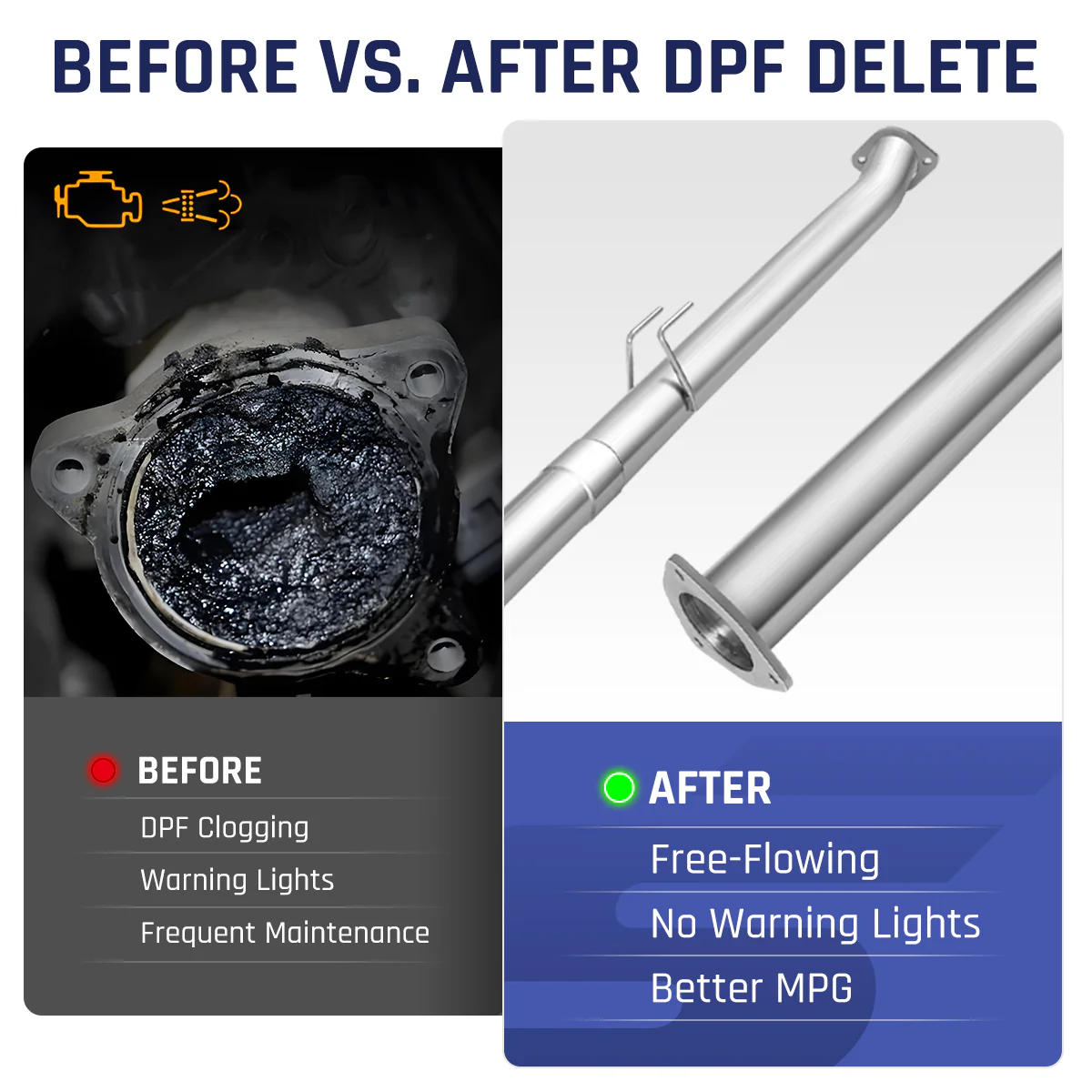 4‘’/5‘’ DPF Delete Race Pipe Exhaust for 2011-2024 Ford 6.7 Powerstroke F250 F350 F450 - Image 3