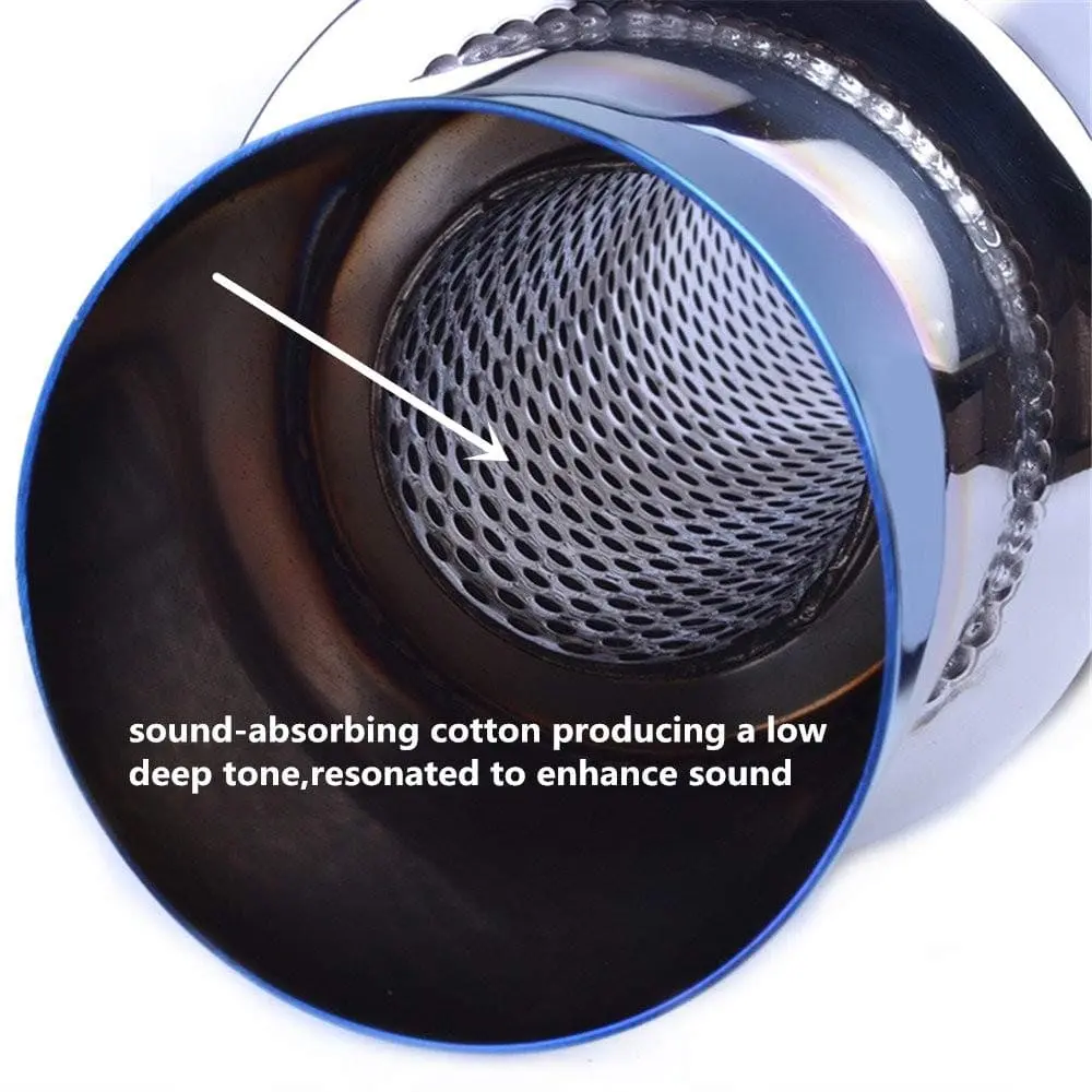 SPELAB N1 Universal 2.5" Inlet 4" Outlet Performance Exhaust Muffler with Straight Blue Burnt Tip - Moderate Sound - Image 3