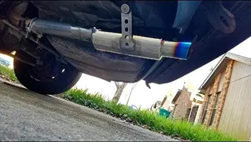 SPELAB N1 Universal 2.5" Inlet 4" Outlet Performance Exhaust Muffler with Straight Blue Burnt Tip - Moderate Sound - Image 4